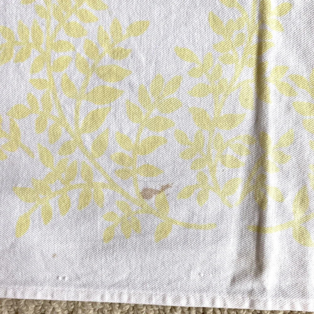 Vintage Cotton Farmhouse Tablecloth Floral Print Yellow Red & Green Floral Flaws